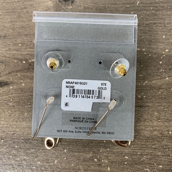 2 Pairs Nordstrom Rack Nickel Free Open Hoop Earrings Post Back Dangle Gold - Picture 3 of 7